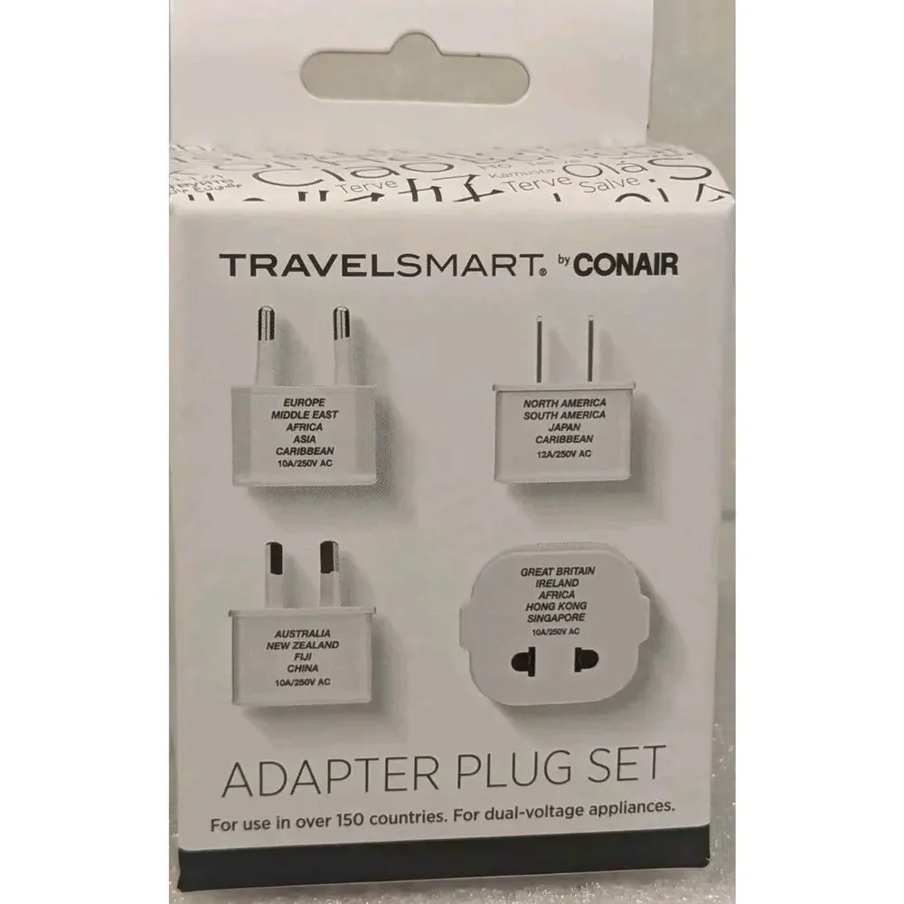 Conair TRAVEL SMART Adapter Plug Set of 4 Brand New